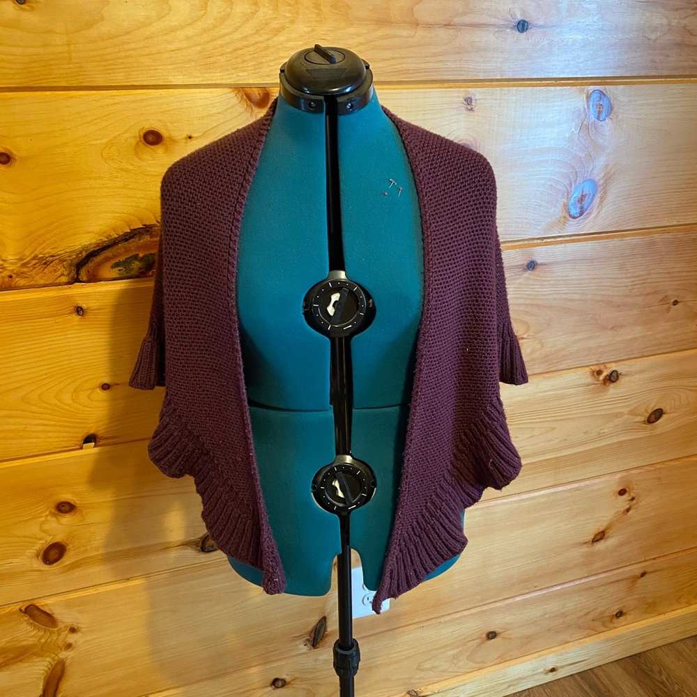 Hand knit purple shawl